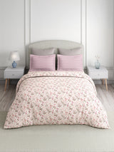 Valatia 100% Cotton 200 TC Double Bedsheet with 2 Pillow Covers | Pink Floral Bedsheet Set