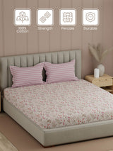 100% Cotton 200 TC, Printed Double Bedsheet Set, Valatia