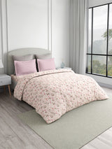 Valatia 100% Cotton 200 TC Double Bedsheet with 2 Pillow Covers | Pink Floral Bedsheet Set