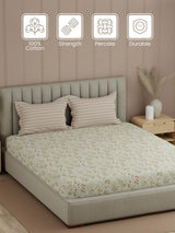 100% Cotton 200 TC, Printed Double Bedsheet Set, Valatia
