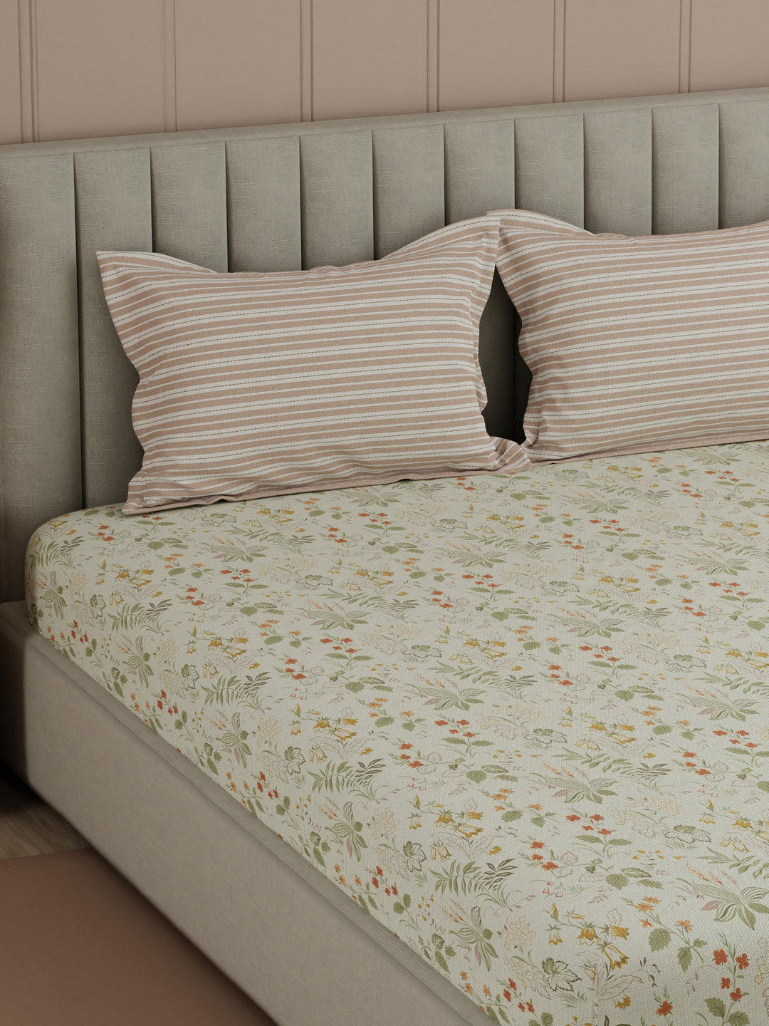 100% Cotton 200 TC, Printed Double Bedsheet Set, Valatia