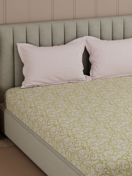100% Cotton 200 TC, Printed Double Bedsheet Set, Valatia