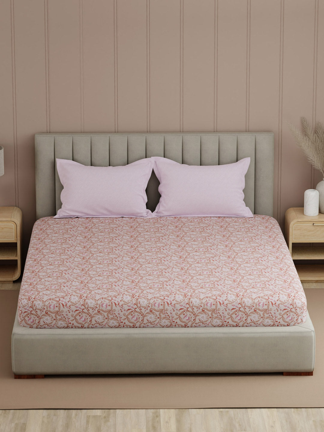 100% Cotton 200 TC, Printed Double Bedsheet Set, Valatia