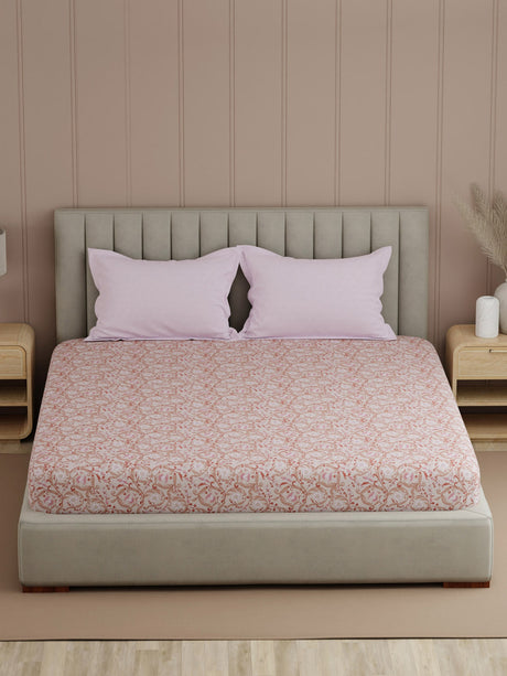 100% Cotton 200 TC, Printed Double Bedsheet Set, Valatia