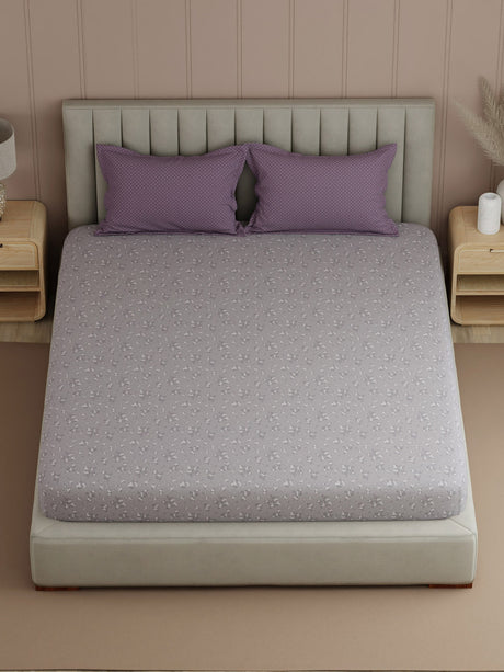 100% Cotton 200 TC, Printed Double Bedsheet Set, Valatia