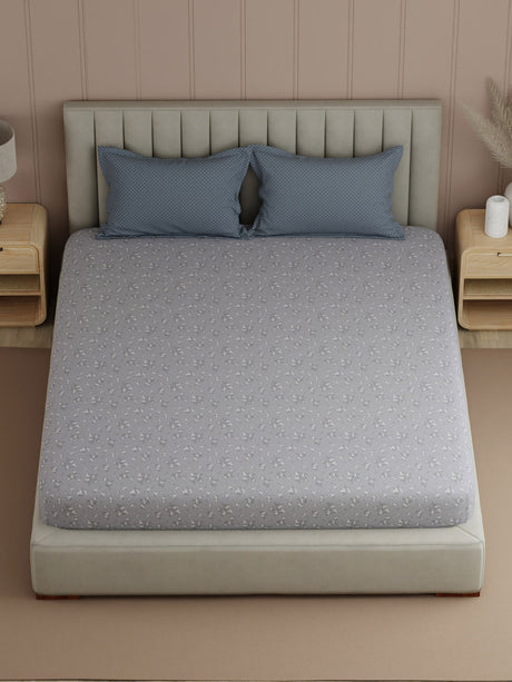 100% Cotton 200 TC, Printed Double Bedsheet Set, Valatia