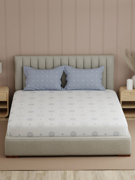 100% Cotton 200 TC, Printed Double Bedsheet Set, Valatia
