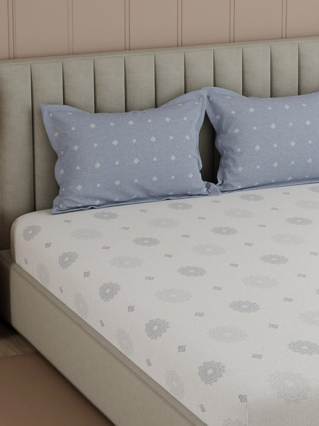 100% Cotton 200 TC, Printed Double Bedsheet Set, Valatia