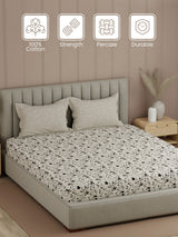 100% Cotton 200 TC, Printed Double Bedsheet Set, Valatia