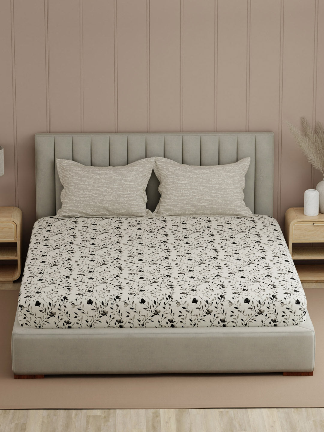 100% Cotton 200 TC, Printed Double Bedsheet Set, Valatia