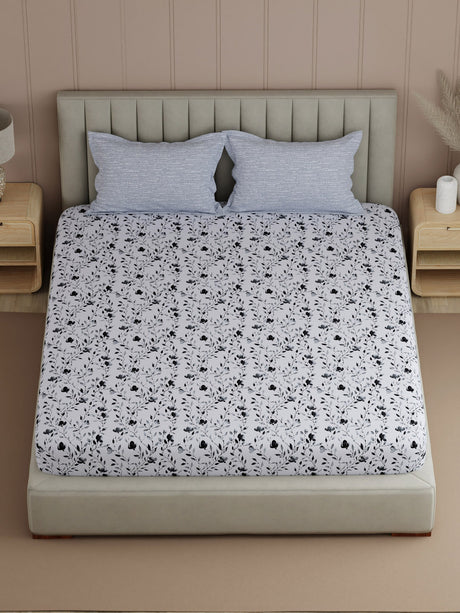 100% Cotton 200 TC, Printed Double Bedsheet Set, Valatia