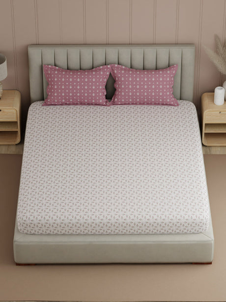 100% Cotton 200 TC, Printed Double Bedsheet Set, Valatia