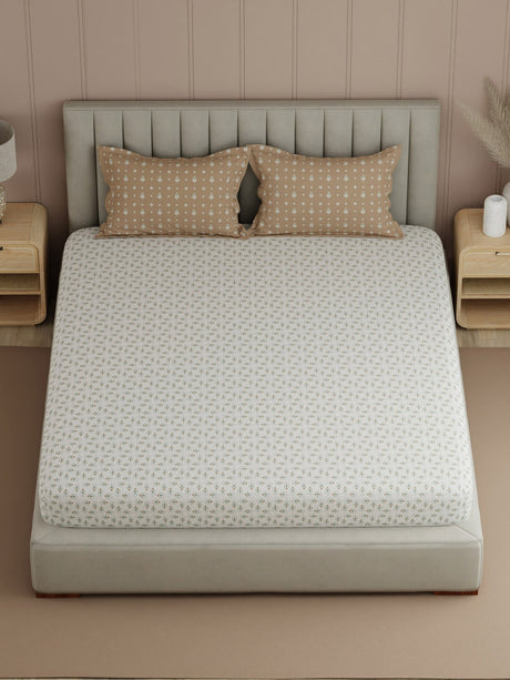 100% Cotton 200 TC, Printed Double Bedsheet Set, Valatia