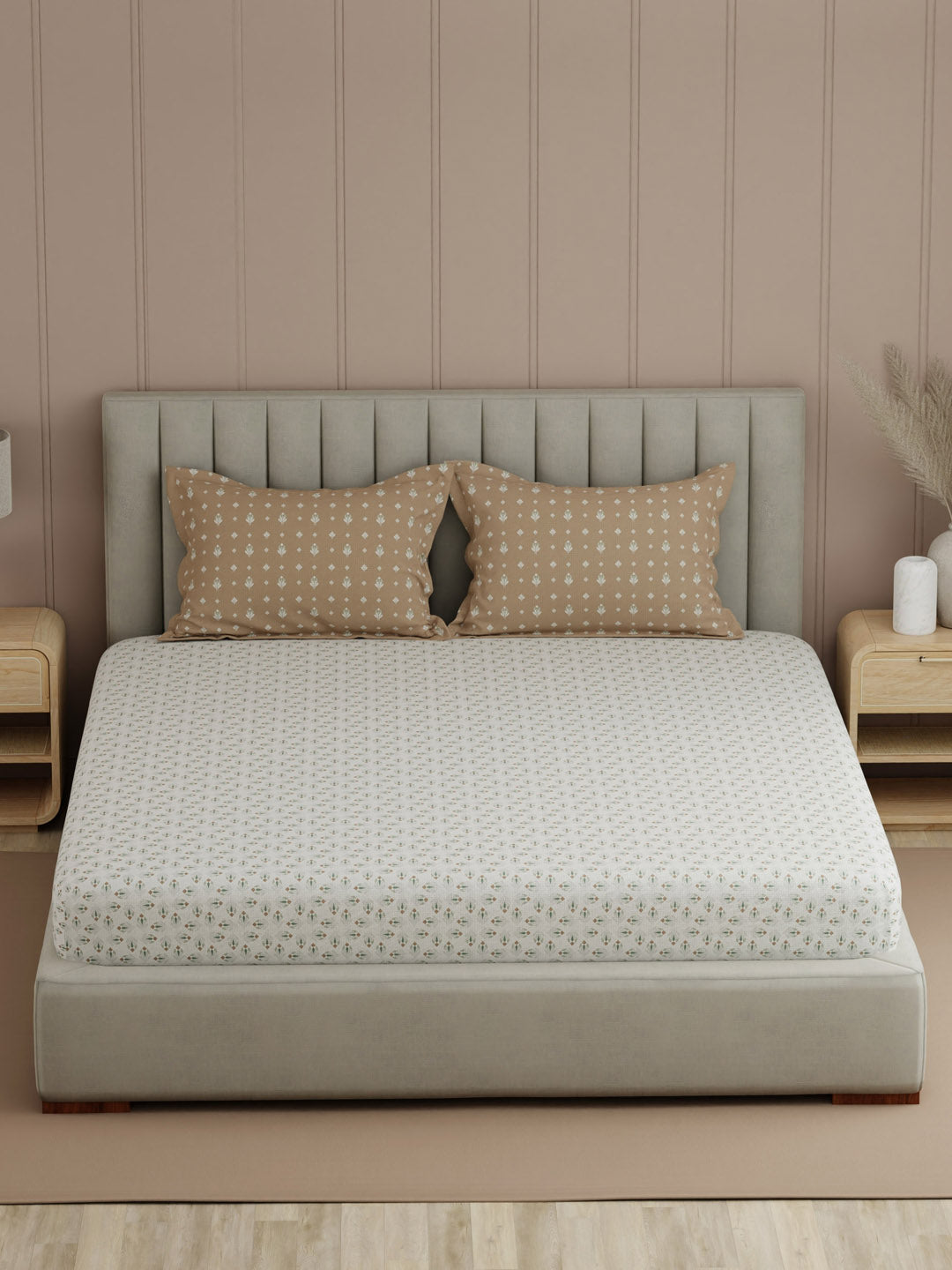 100% Cotton 200 TC, Printed Double Bedsheet Set, Valatia