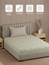 100% Cotton, 200 TC Printed Single Bedsheet Set, Valatia