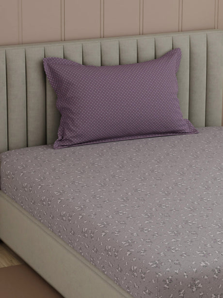100% Cotton, 200 TC Printed Single Bedsheet Set, Valatia
