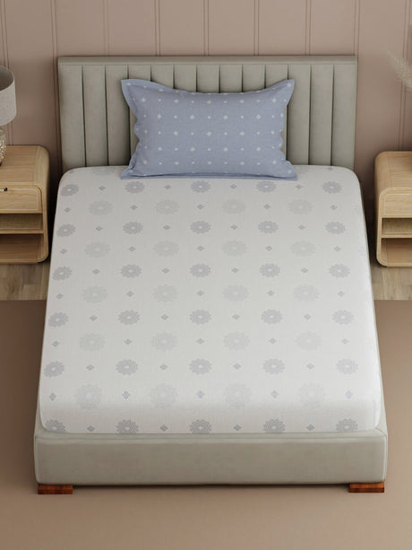 Valatia 100% Cotton 200 TC Single Bedsheet with 1 Pillow Cover | Printed Bedsheet Set