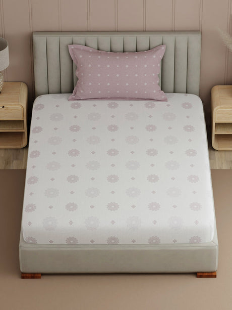 Valatia 100% Cotton 200 TC Single Bedsheet with 1 Pillow Cover | Printed Bedsheet Set