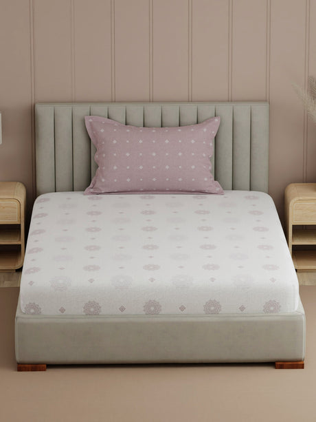 Valatia 100% Cotton 200 TC Single Bedsheet with 1 Pillow Cover | Printed Bedsheet Set