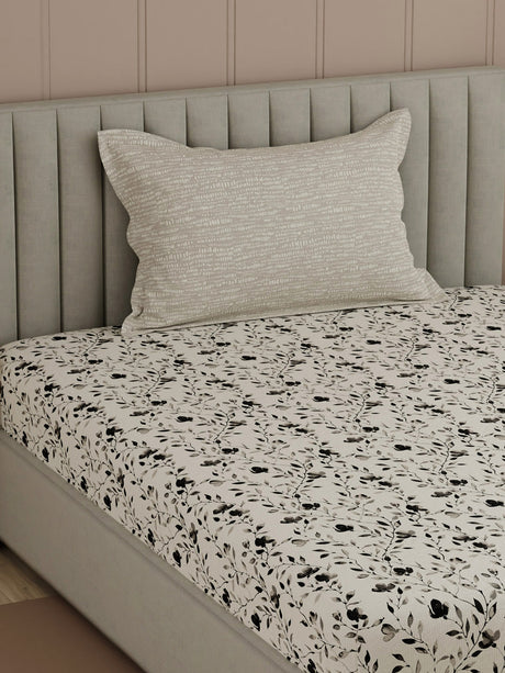 100% Cotton, 200 TC Printed Single Bedsheet Set, Valatia