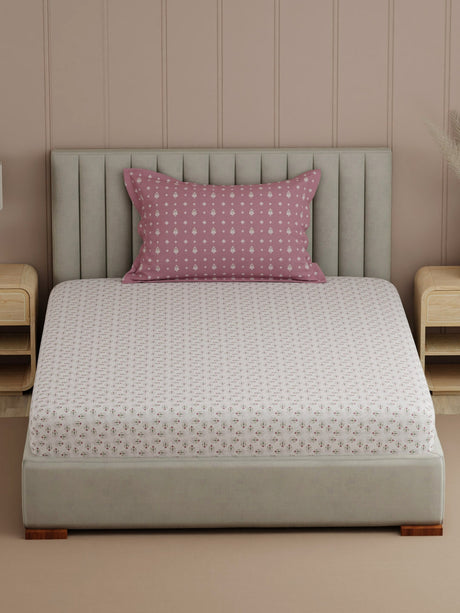 Valatia 100% Cotton 200 TC Single Bedsheet with 1 Pillow Cover | Printed Bedsheet Set