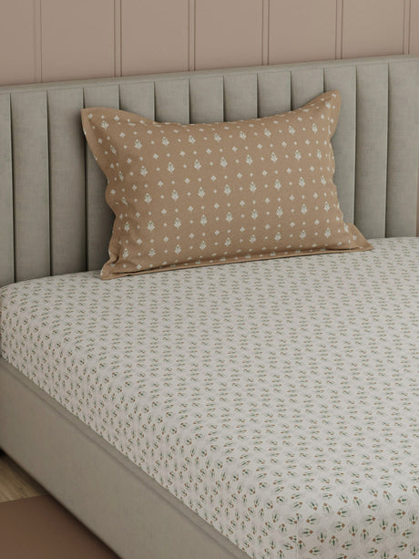 100% Cotton, 200 TC Printed Single Bedsheet Set, Valatia