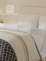Double Size Reversible Comforter, 100% Cotton Grey Geometric, (2.74 m L x 2.29 m W),  For Mild Winter, All Season Valatia Collection