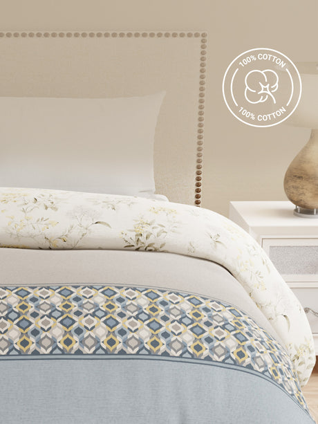 Double Size Reversible Comforter, 100% Cotton Multicolor Floral, (2.74 m L x 2.29 m W),  For Mild Winter, All Season Valatia Collection