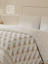 Double Size Reversible Comforter, 100% Cotton Beige Printed, (2.74 m L x 2.29 m W),  For Mild Winter, All Season Valatia Collection