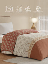 Single Size Reversible Comforter, 100% Cotton Brown Floral, (2.24 m L x 1.52 m W),  For Mild Winter, All Season Valatia Collection