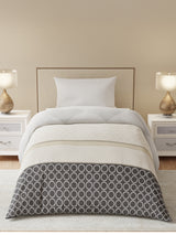 Single Size Reversible Comforter, 100% Cotton Grey Geometric, (2.24 m L x 1.52 m W),  For Mild Winter, All Season Valatia Collection