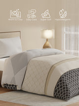 Single Size Reversible Comforter, 100% Cotton Grey Geometric, (2.24 m L x 1.52 m W),  For Mild Winter, All Season Valatia Collection