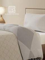 Single Size Reversible Comforter, 100% Cotton Grey Geometric, (2.24 m L x 1.52 m W),  For Mild Winter, All Season Valatia Collection