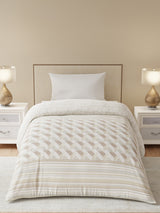 Single Size Reversible Comforter, 100% Cotton Beige Printed, (2.24 m L x 1.52 m W),  For Mild Winter, All Season Valatia Collection