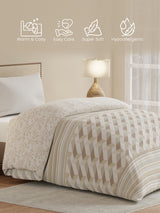 Single Size Reversible Comforter, 100% Cotton Beige Printed, (2.24 m L x 1.52 m W),  For Mild Winter, All Season Valatia Collection