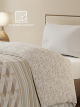 Single Size Reversible Comforter, 100% Cotton Beige Printed, (2.24 m L x 1.52 m W),  For Mild Winter, All Season Valatia Collection