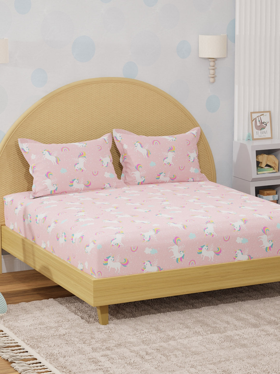 100% Cotton 200 TC, Printed Double Bedsheet Set for Kids, Rock N Room