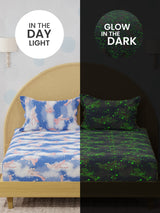 King Fitted Sheet Set for Kids, 100% Cotton 200 TC, Blue Airplane Printed, Rock N Room