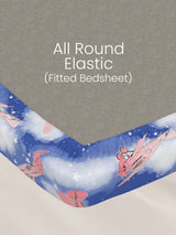 King Fitted Sheet Set for Kids, 100% Cotton 200 TC, Blue Airplane Printed, Rock N Room