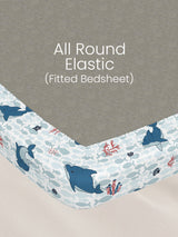 King Fitted Sheet Set for Kids, 100% Cotton 200 TC, Blue Dolphin Printed, Rock N Room