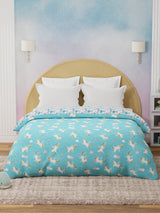 100% Cotton Blue Reversible Double Comforter For Kids, 200 TC Unicorn Print , Rock N Room Collection