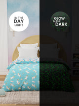 100% Cotton Blue Reversible Double Comforter For Kids, 200 TC Unicorn Print , Rock N Room Collection