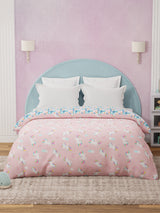 100% Cotton Pink Reversible Double Comforter For Kids, 200 TC Unicorn Print, Rock N Room Collection