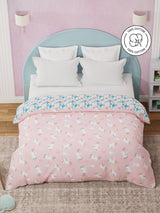 100% Cotton Pink Reversible Double Comforter For Kids, 200 TC Unicorn Print, Rock N Room Collection