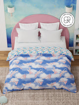 100% Cotton Blue Reversible Double Comforter For Kids, 200 TC Airplane Print, Rock N Room Collection