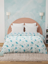 100% Cotton Blue & White Reversible Double Comforter For Kids, 200 TC Dolphin Print, Rock N Room Collection