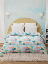 100% Cotton Blue Reversible Double Comforter For Kids, 200 TC Space & Rocket Print, Rock N Room Collection