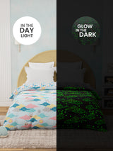 100% Cotton Blue Reversible Double Comforter For Kids, 200 TC Space & Rocket Print, Rock N Room Collection