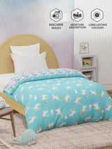100% Cotton Blue Reversible Single Comforter For Kids, 200 TC Unicorn Print , Rock N Room Collection