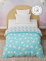 100% Cotton Blue Reversible Single Comforter For Kids, 200 TC Unicorn Print , Rock N Room Collection
